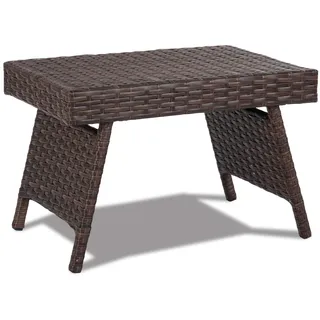 COSTWAY Rattantisch klappbar, Gartentisch Polyrattan, Bistrotisch Beistelltisch Balkontisch Kaffeetisch Teetisch, 60x40x39cm, braun