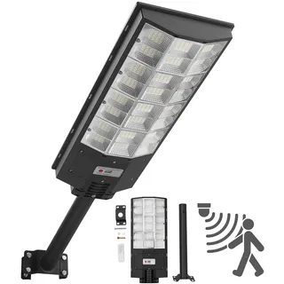 VEVOR Solar Straßenlaterne 450000LM, Straßenlampe 8000 W, Solarleuchte mit Dämmerungssensor, LED-Flutlicht mit Bewegungsmelder, IP65 wasserdichte Außenbeleuchtung, für Einfahrt & Hof, 1 Stück