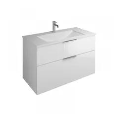 Burgbad Eqio Mineralguss-Waschtisch inklusive Waschtischunterschrank, Breite 1020 mm, SEYU102, Farbe (Front/Korpus): Eiche Dekor Flanelle / Eiche Dekor Flanelle, Griffleiste Chrom G0251