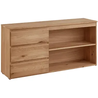 Linea Natura Sideboard , Naturfarben, Eichefarben , Holz , Asteiche , massiv , 1 Fächer , 3 Schublade(n) Schubladen , 140x65x39 cm , erweiterbar, Typenauswahl, Beimöbel erhältlich, stehend , Büromöbel, Büromöbel-Sets & Büromöbel-Serien, Büromöbelserien