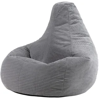 I.C.O.N. Icon Dalton Sitzsack Cord, Grau, Gaming Sitzsack Erwachsene mit Füllung, Bean Bag, Cord Sessel, Lounge Sessel, Lounge Stuhl, Schlafzimmer, Wohnzimmer, Wohnzimmer Möbel