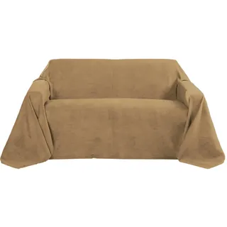 Beautissu Tagesdecke Romantica Wildleder Optik 210/280 cm Hellbraun , Braun , Textil , 210x280 cm , Heimtextilien, Bettwäsche & Leintücher, Tagesdecken