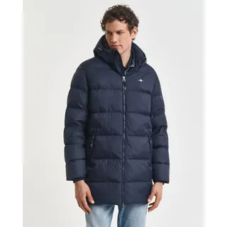 Gant Steppmantel "ACTIVE CLOUD MID LENGTH" Puffermantel, regular fit, abnehmabre Kapuze, 2-Wege-Reißverschluss, evening blau
