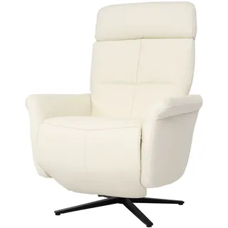 Mendler Relaxsessel HWC-L10 Leder 82 x 110 x 0 cm Beige/Weiß drehbar mit Liegefunktion
