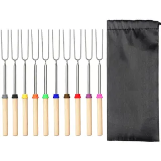 10 Stück Grillspieße Teleskop für Marshmallow, Edelstahl Ausziehbare Spieße zum Grillen, Marshmallow Spieße mit isolierten für Lagerfeuer Barbecue, Camping, Gartenparty, Grillparty (31-81cm)