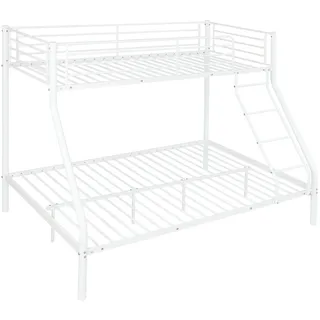 neu.haus Etagenbett Sortland mit Matratze 140 x 200 cm Metall weiß