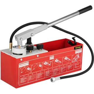 Vevor Prüfpumpe Abdrückpumpe Druckprüfpumpe Füllpumpe Befüllpumpe Druckprobepumpe Hydrostatische Testpumpe Hydraulikdruckprüfpumpe 25 bar / 2,5 MPa Wasserdruckprüfer 12 L Tankvolumen