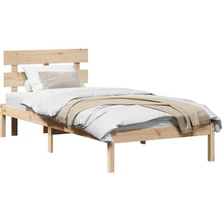 vidaXL Bettgestell mit Kopfteil Braun 90 x 200 cm Massivholz Kiefer - Braun