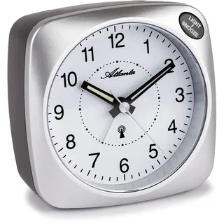 Atlanta 1794/19 Wecker Funk analog Funkwecker silbern mit Licht Snooze - Schwarz