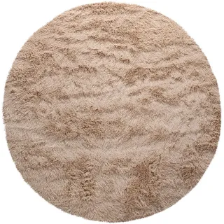 Paco Home Hochflorteppich 80/80 cm Silky 591 , Beige , Textil , Rund , 80x80 cm , strapazierfähig, für Fußbodenheizung geeignet , Teppiche und Böden, Teppiche, Hochflorteppiche & Shaggys