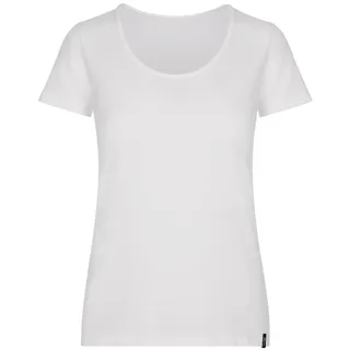 T-Shirt TRIGEMA "TRIGEMA Rundhalsshirt aus Viskose", Damen, Gr. L, weiß, Single Jersey, 94% Viskose, 6% Elastan, Basic, lang, ohne Ausschnitt, Shirts T-Shirt