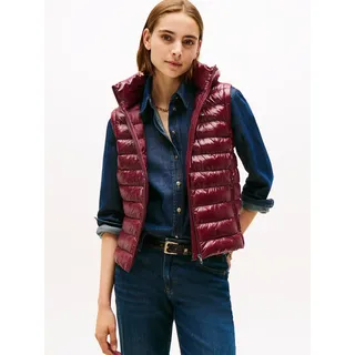 Steppweste TOMMY HILFIGER "LW PADDED SLIM VEST", Damen, Gr. XXXL(46), rot (deep burgundy), Steppware, Obermaterial: 100% Nylon, unifarben, slim fit hüftlang, Westen Steppweste, leicht glänzende Oberfläche