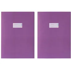 HERMA 5536 Heftumschlag A4 Papier Violett Lila, Hefthülle mit Beschriftungsfeld aus kräftigem Recycling Altpapier und satten Farben, Heftschoner für Schulhefte, farbig (Packung mit 2)