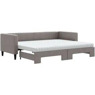 vidaXL Tagesbett Ausziehbar mit Matratzen Taupe 80x200 cm Stoff - Taupe