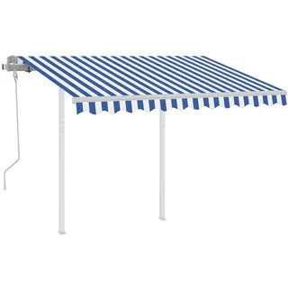 vidaXL Markise Manuell Einziehbar mit Pfosten 3x2,5 m Blau & Weiß - Blau