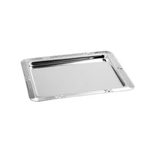 CHG® GN-Tablett, Serviertablett, aus rostfreiem Edelstahl, Stilvolles Serviertablett mit eleganter Zierprägung ideal für jeden Anlass, 1 GN-Tablett 1/2