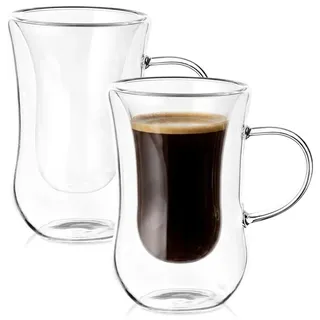 Vilde | Espressogläser 2er Set 60 ml - mit Henkel - Thermogläser Espresso - Transparent