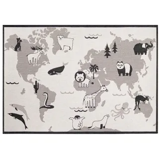Primaflor Primaflor-Ideen in Textil Kinderteppich "LINIA - Weltkarte", rechteckig 3 mm Höhe Flachgewebe, Motiv Weltkarte, In- und Outdoor geeignet, Kinderzimmer,