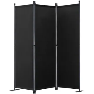 Angel Living Paravent 3Teilig Sichtschutz,Faltbildschirm Raumteiler Sichtschutz aus Stahl und Polyester (Schwarz)