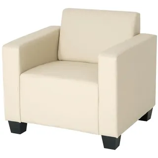 Mendler Sessel Loungesessel Lyon, Kunstleder ~ creme
