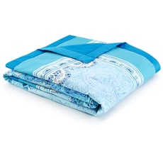 Bild MERGELLINA Plaid aus 100% Baumwolle in der Farbe Ocean Blue B1, Maße: 135x190 cm - 9328843