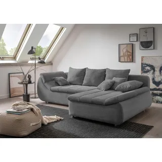 Home Affaire Ecksofa "Imola, bequem, aktuelle Steppung im Sitz, L-Form, Breite 270cm", wahlweise mit Bettfunktion, grau,