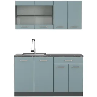 Vicco Küchenzeile R-Line 140 cm Blau-Grau