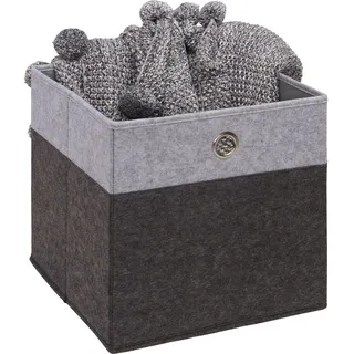 Carryhome Faltbox , Anthrazit, Hellgrau , Metall, Textil, Karton , 32x32x32 cm , faltbar , Ordnen & Aufbewahren, Kleideraufbewahrung, Faltboxen & Hängeaufbewahrung