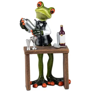 formano Lustige Frösche Barkeeper Figur Dekoration16 cm Handbemalt Kunststein Skulptur Froschhausen