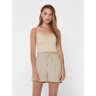 Spitzentop ONLY "ONLVICKY LACE SEAMLESS CROPPED TOP", Damen, Gr. S, peach taffy, Jersey, Obermaterial: 92% Polyamid, 8% Elasthan, unifarben, bauchfrei, V-Ausschnitt, Tops Spitzentop