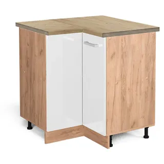 Vicco Eckunterschrank R-Line 75,6 x 0 x 0 cm Weiß Hochglanz