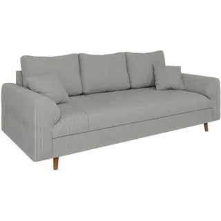 s-style möbel 3-Sitzer-Sofa, Hellgrau, Textil, Echtholz, Teilmassiv,Buche, Birke, Füllung: Polyetherschaumkern, 210x81x93 cm, Blauer Engel, FSC Mix, Oeko-Tex®, Hergestellt in Europa, Wohnzimmer, Sofas , Couches, Sofas, 3-Sitzer Sofas