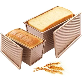 eupdd Toastbrot Backform mit Deckel 2er Set 1000g & 450g: Kastenform mit Deckel 32x12x12cm & 20,8x11,8x11cm, Antihaft Brotbackform Toastbrotform für Brot Toast Sandwiches Gebäck