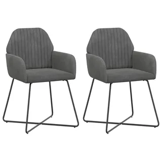 vidaXL Esszimmerstühle 2 stk. Samt Dunkelgrau 55 x 50 x 84 cm - Dunkelgrau
