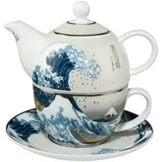 Goebel Die Welle Teekanne mit Untertasse, Tee Kanne, Kaffeekanne, Hokusai, Porzellan, 67013531