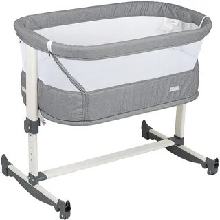 Beistellbett BABYGO "Vivaldi, grey", Baby, Gr. Liegefläche B/L: 47cm x 81cm, kein Härtegrad, grau, Kunststoff, Polyester, Babybetten Beistellbett