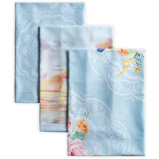 Maison d' Hermine Ibiza-Blue 100% Baumwolle Set von 3 Multi-Purpose Küchenhandtuch | Bar Handtücher | Frühling/Sommer (50 cm X 70 cm)