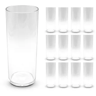DOJA Barcelona | 30cl Longdrinkgläser | Pack 12 | Harte transparentKunststoffbecher | 154x63x2mm | Polycarbonat Trinkgläser | Wiederverwendbare Hartplastikbecher | für Most, Cocktail, Gin Tonic