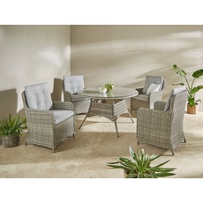 Bild von Garten-Essgruppe »Venedig«, (Set, 5 tlg., 4x Sessel, 1x Tisch Ø120 cm, inkl. Auflagen, Aluminium, Polyrattan), grau