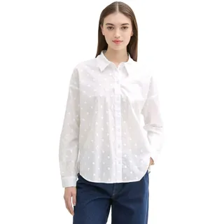 Tom Tailor Denim Damen Bluse im Pünktchen-Muster, 20000 - White, M