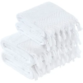 done.® Handtuch Set »Provence Bohéme« Uni-Farben, Boho-Style, mit auffälliger Borte & Fransen, weiß