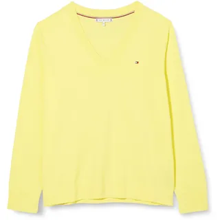 Tommy Hilfiger Damen Pullover Jersey V-Neck Strickpullover, gelb (Yellow Tulip), M