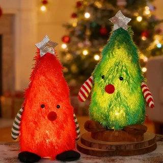 KIKVTER LED Wichtel, 2 Stück Weihnachten Deko Wichtel mit LED Licht, Weihnachtswichtel Plüsch, Weihnachtsfiguren, Weihnachtsdeko Mit Beleuchtet, Weihnachtsdekoration, Weihnachtstisch Deko
