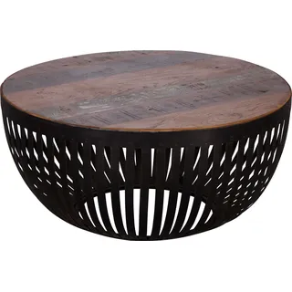 Manahee Design | Couchtisch Holz recycelt und schwarzes Metall | 70x33x70 cm | Industrial Design - Schwarz