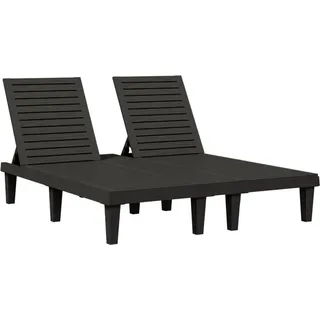 vidaXL Doppel-Sonnenliege Schwarz 155x138x83 cm Polypropylen - Schwarz