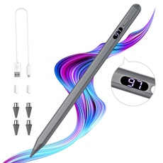 TiMOVO Stylus Stift für Touchscreens, Schnelle Aufladung Eingabestift Kompatibel mit Apple iPad/iPhone/Android/iOS/Samsung/Lenovo/Xiaomi Tablets, iPad Stift mit Leistungsanzeige für Tablet Handy, Grau