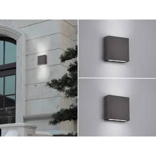 LED Wandleuchte 2er Set für Außen & Innen Anthrazit UP/DOWN Fassadenbeleuchtung - Grau