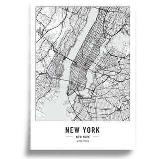 Cool Factory 2 x Stadtplan Poster A3 Schwarz Weiß | 250 Gramm Papier | Bilder für Wohn- und Schlafzimmer | Sehr viele Stadtmotive | Ideale Geschenkidee | Ohne Rahmen | Poster New york und Los angeles