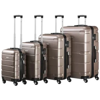 Zelsius Koffer Set 4 Stück, Champagner, ABS Hartschalenkoffer mit Zahlenschloss, und Innen Trennwand | Beige