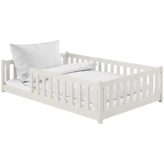 Kids Collective Jugendbett Bodenbett 120 x 200 cm Kiefer massiv beige/weiß